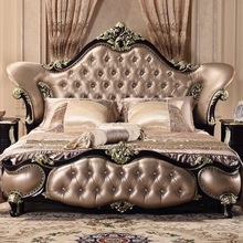 欧式床实木真皮1.8米主卧大床新古典双人公主床雕花奢华卧室婚床