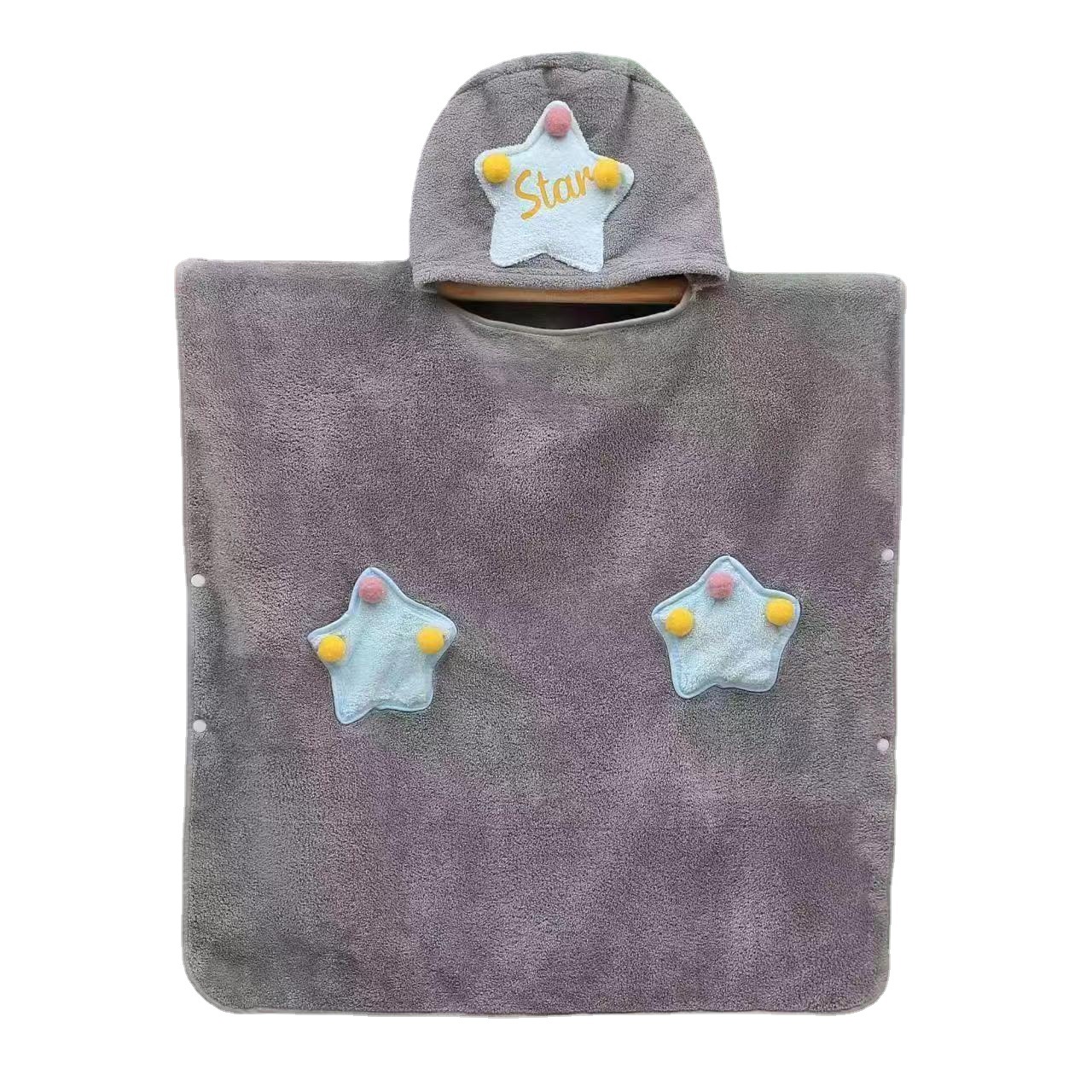 Bath Towel for Children Hooded Cloak Cartoon Cute Thickening Absorbent Wearable Coral Fleece Hooded Bath Towel for Children Bathrobe