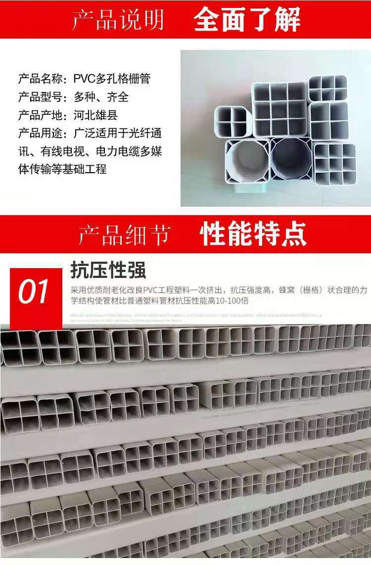 四孔格栅管 单孔多孔方形电力管九孔格栅管规格齐全 九孔格栅管