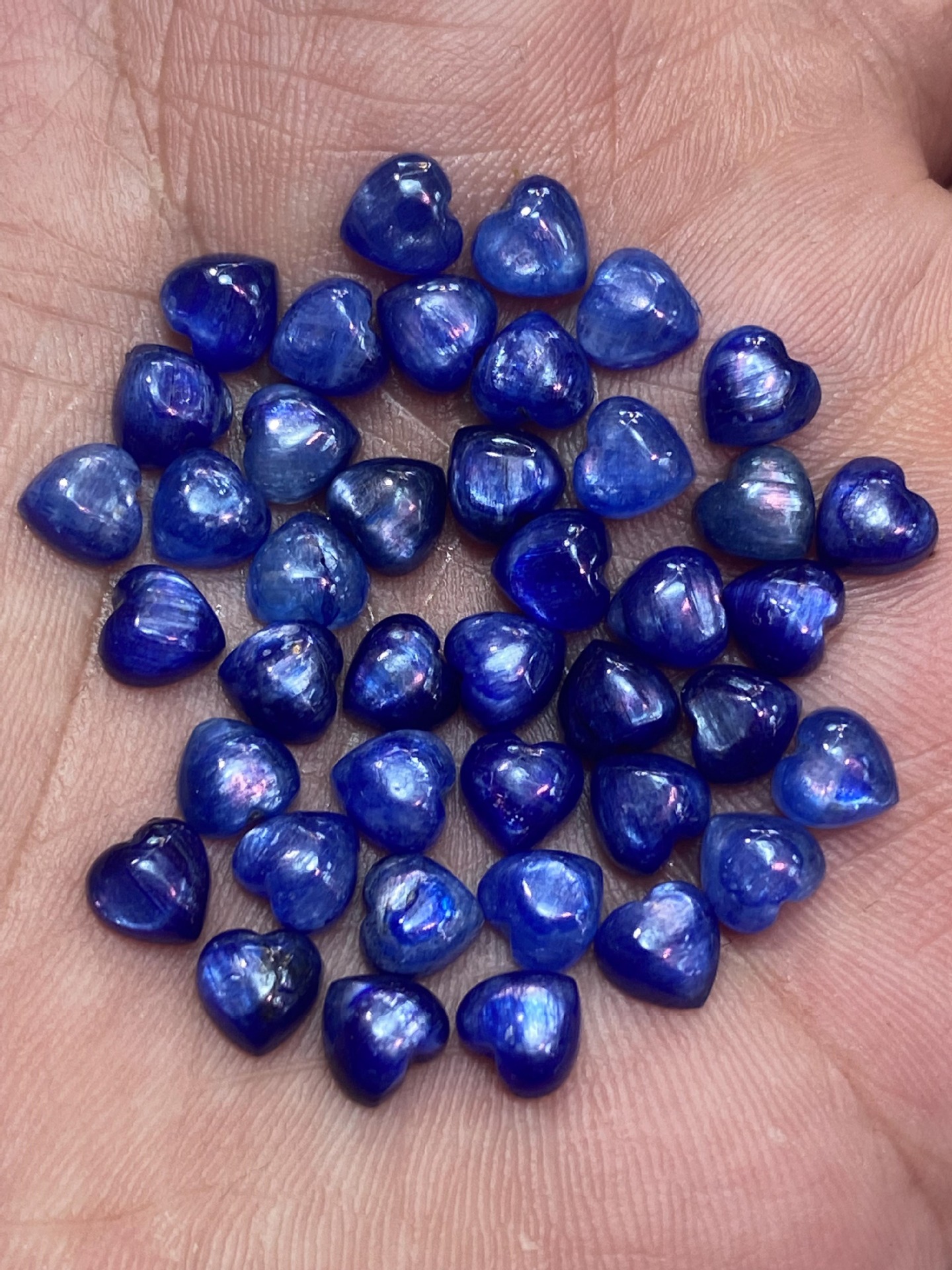 天然蓝晶石戒面蛋面 带猫眼 蓝晶随圆形 可镶嵌吊坠做diy饰品