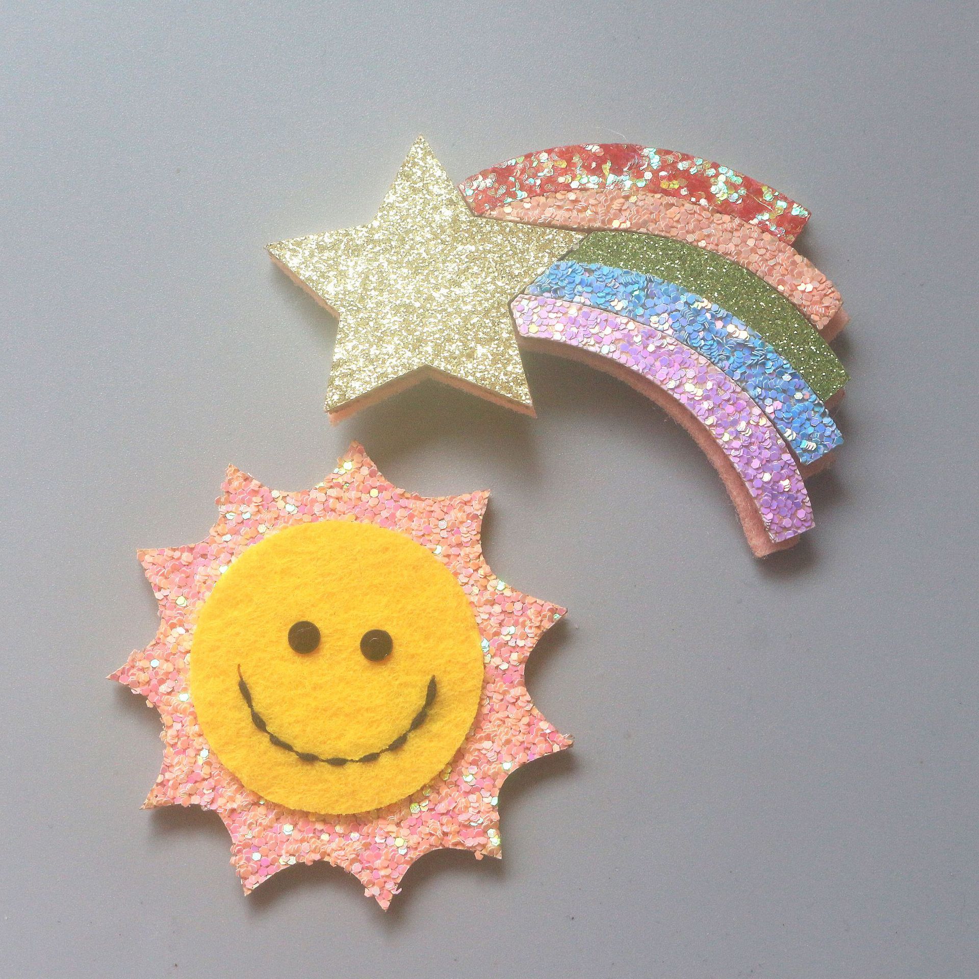 diy材料韩版闪粉太阳 彩虹造型款儿童发饰套餐发夹发圈饰品配件