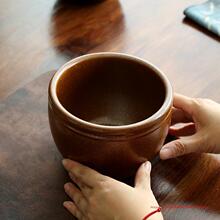 粗陶建水茶渣缸茶洗复古大号陶瓷水盂家用茶桌茶渣桶功夫茶道零配