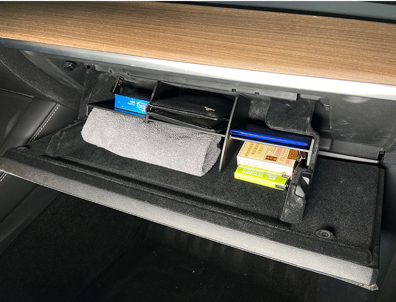 适用特斯拉model3/y副驾驶手套箱储物隔板盒modely改装丫神器配件