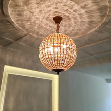 美式水晶吊灯客厅卧室灯饰创意个性圆球形设计师酒店吧台餐厅灯具
