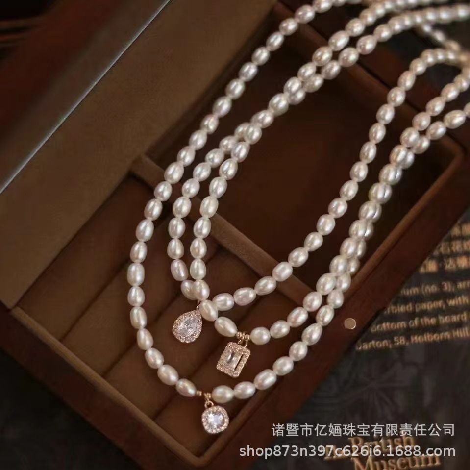 天然淡水小珍珠项链小清新 滴水椭圆米形 时尚搭配生日节日礼品