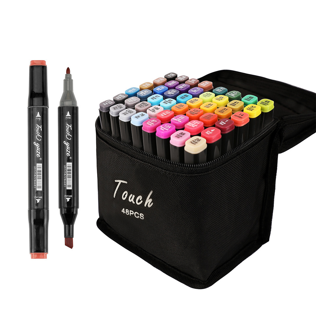 Oil double head marker set 48 color 168 color 80 color 36 color 24 color 12 color children can be washed complete 344 Item Picture