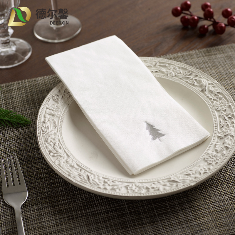 厂家订制刀叉无尘纸 订做logo烫金餐巾纸 酒店西餐咖啡折叠纸巾