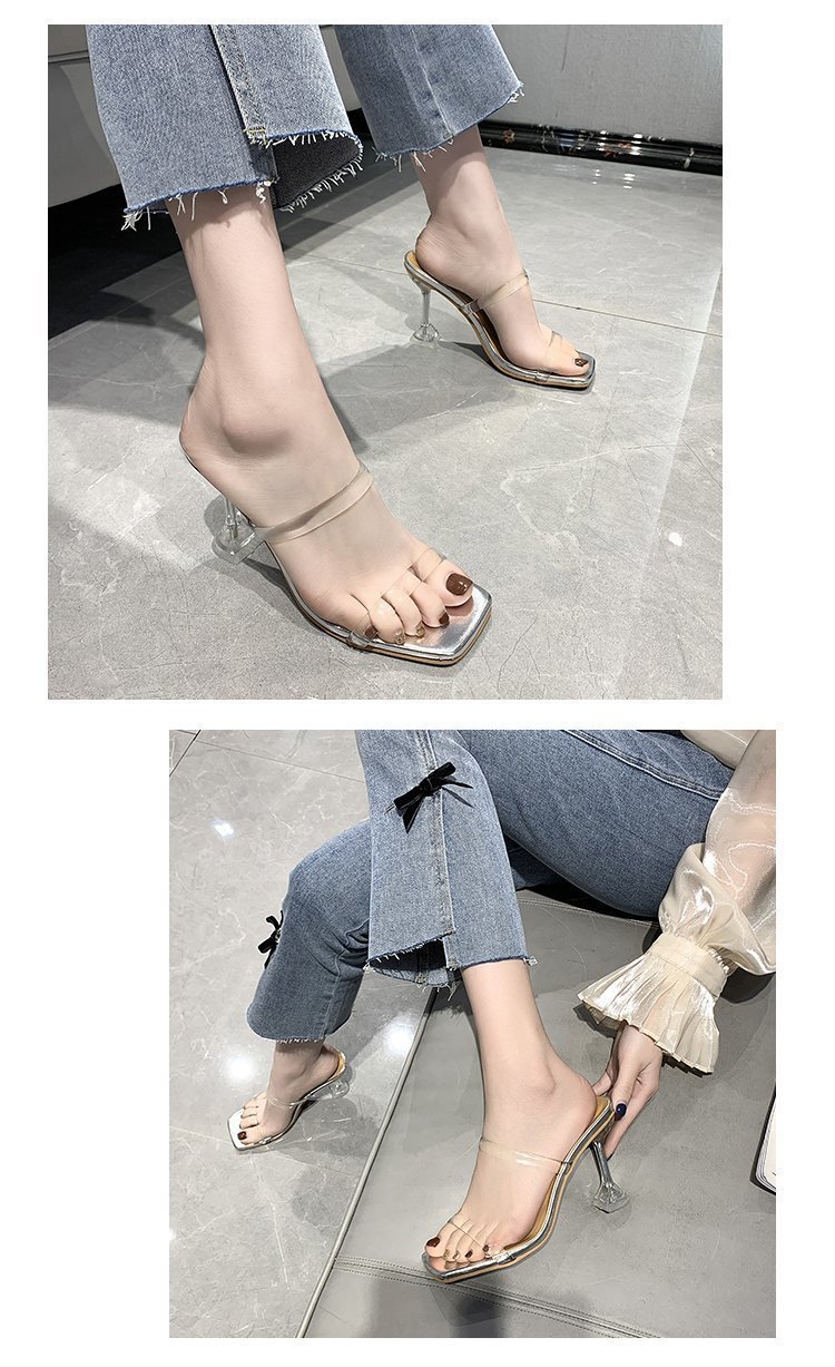 高跟凉拖鞋女夏季新款一字带欧美酒杯跟时尚性感女拖鞋