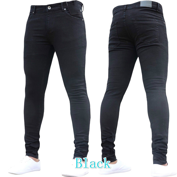 2021 European Station Slim Fit Stretch Denim Men's Pants Europe and America Cross Border Autumn Black Skinny Tappered Pants Men