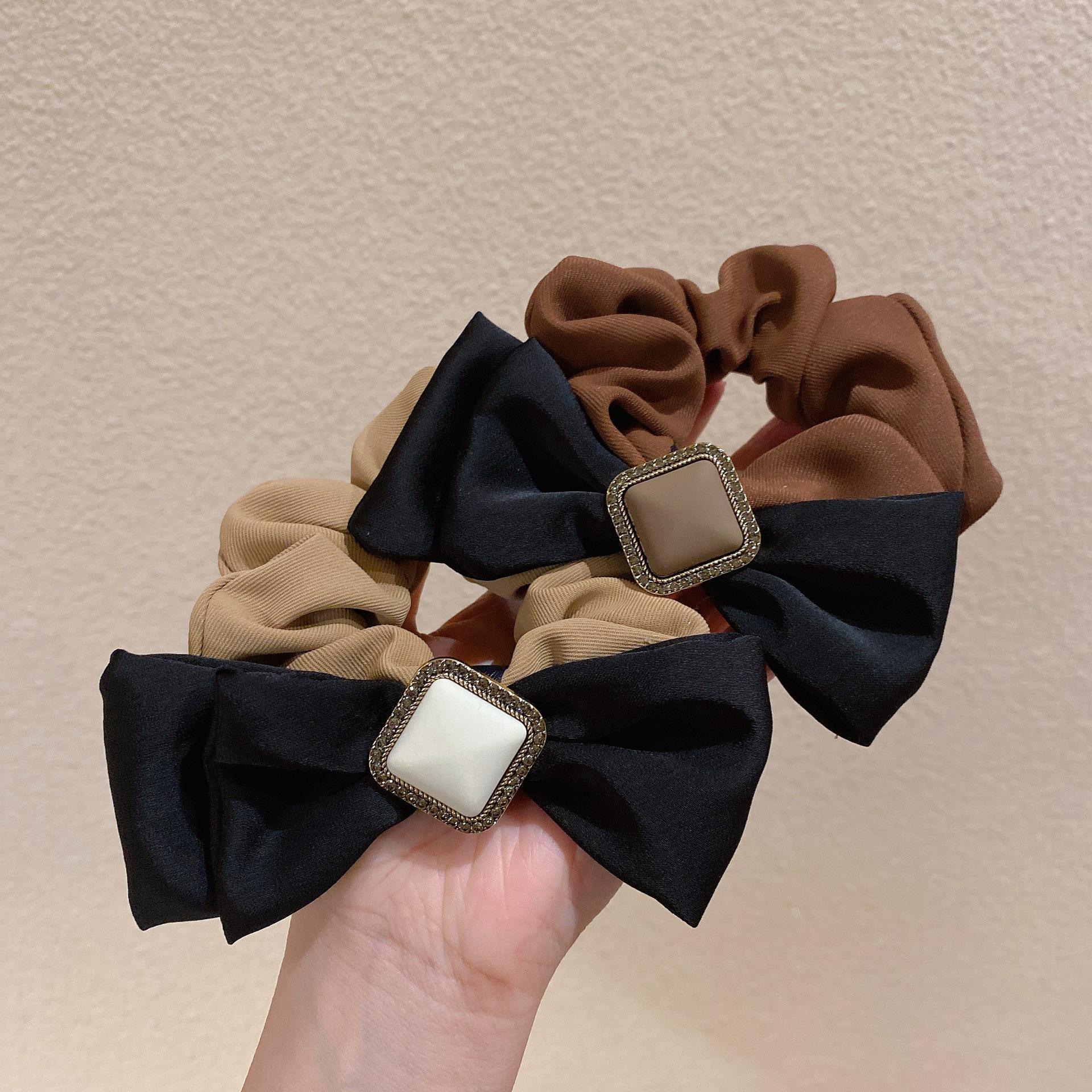 法式复古缎面蝴蝶结头绳头饰女生气质丸子头发绳优雅大肠发圈秋冬