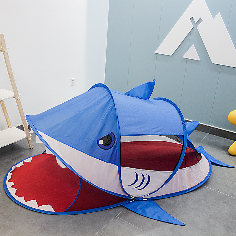 热销儿童鲨鱼自动弹开帐篷玩具游戏屋一件代发-阿里巴巴