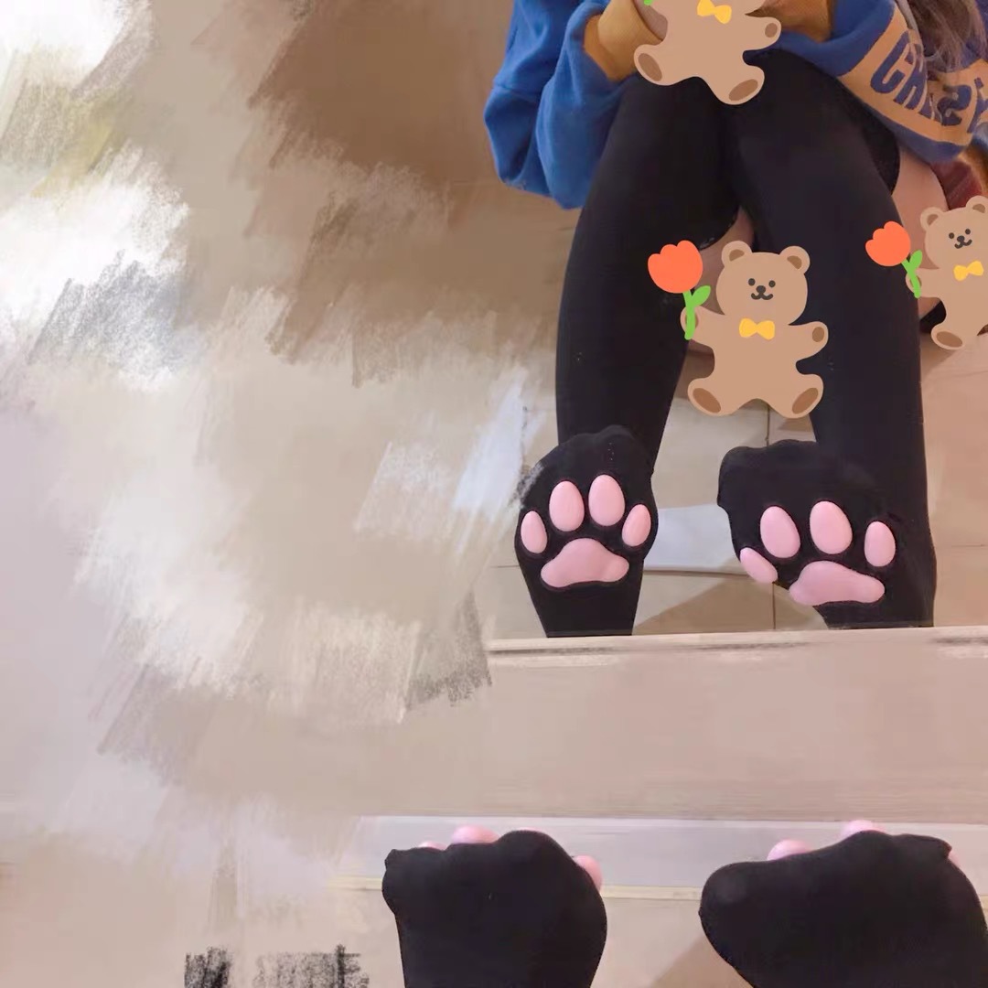 亚马逊热卖日式可爱3d猫肉垫cos过膝高筒袜立体猫爪袜子lolita女