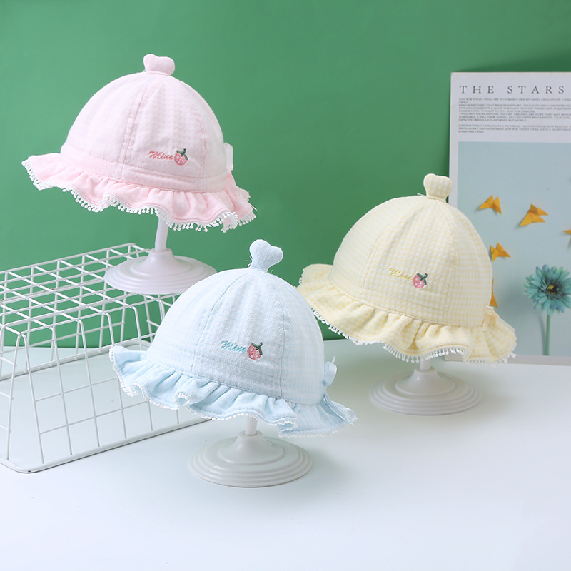 baby hat spring and autumn thin baby girl cute refreshing sun-proof bucket hat infant adjustable basin