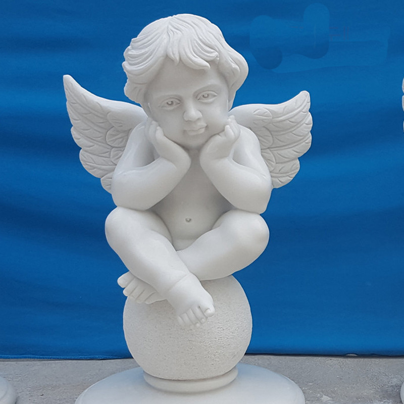 石雕小天使雕塑欧式风格汉白玉西方人物园林公园景观景点装饰摆件