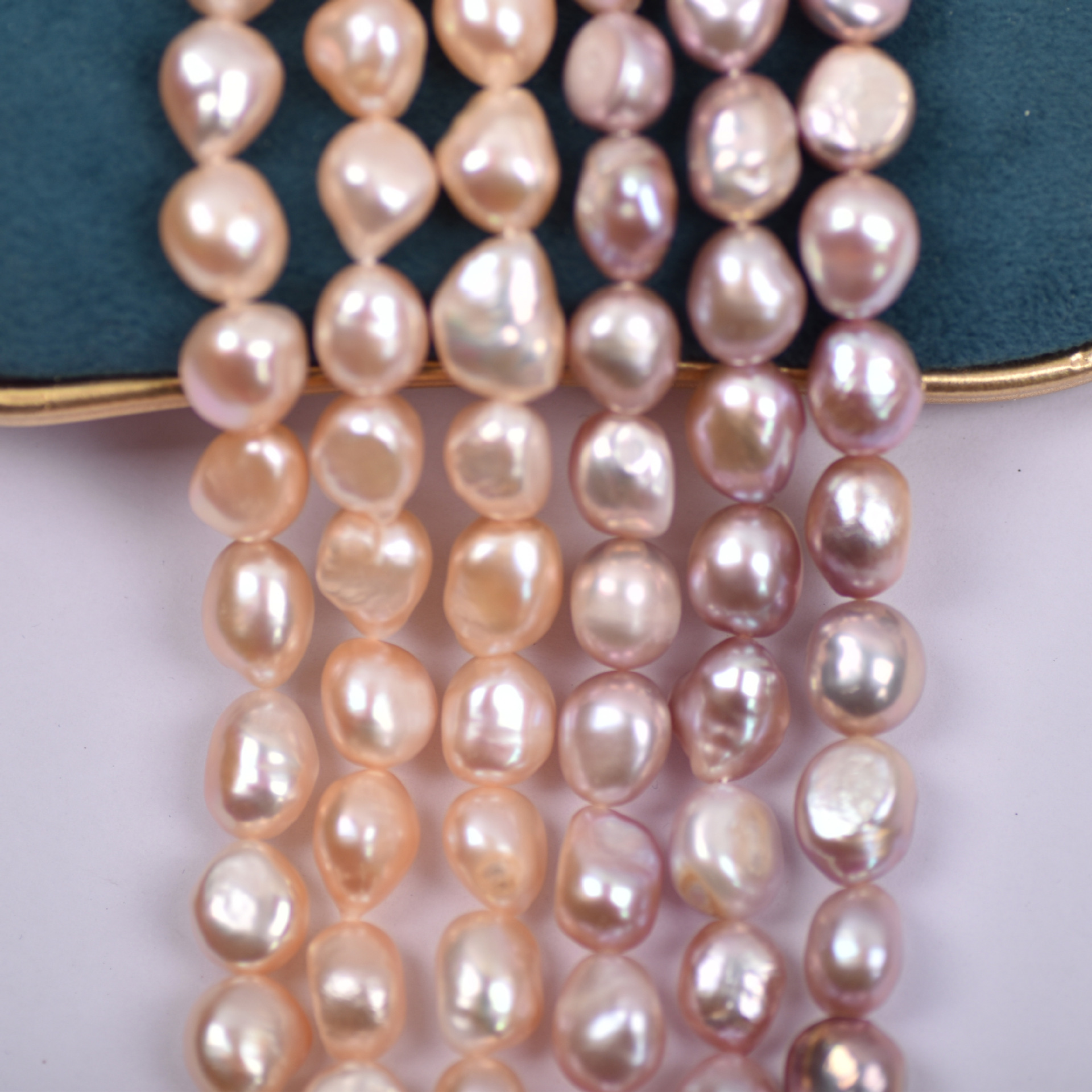 大颗粒粉紫色 巴洛克两面光异形竖孔直孔11-12mm天然淡水珍珠批发