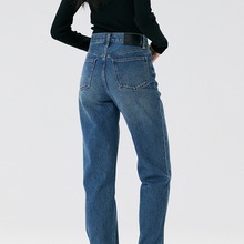 【上新价】复古美式牛仔裤女直筒裤高腰款2023秋季新款显瘦长裤子