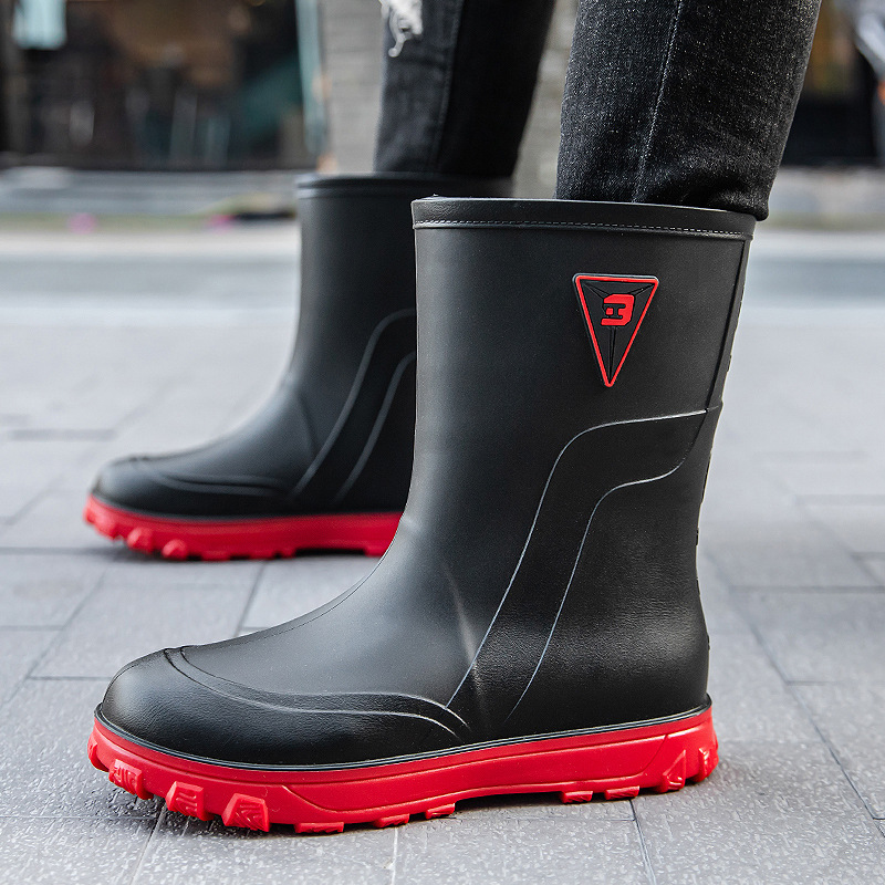 雨鞋男款冬季工地上班劳保胶鞋厨房套鞋钓鱼防水防滑高筒雨靴