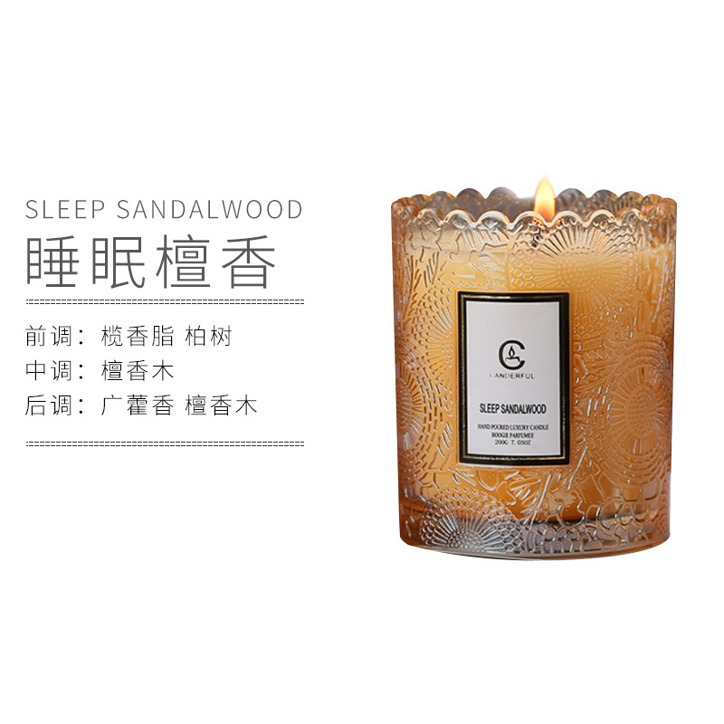 Factory Processing Customized Lace Cup Plant Fragrance Soy Wax Candle with Hand Gift Glass Aromatherapy Candle