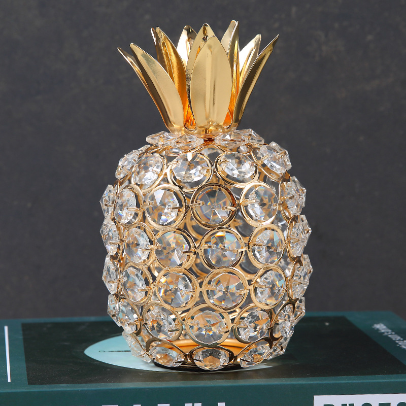 Hot Sale Golden Crystal Home Decoration Creative Apple Pineapple Pear Fruit Living Room Decorative Crafts Factory Wholesale