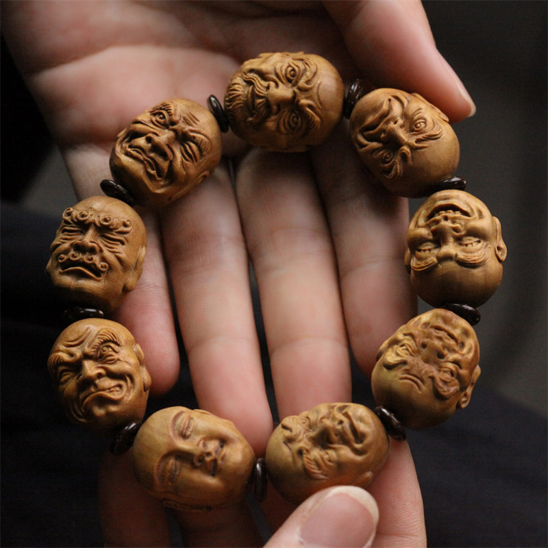 印度老山檀香十八罗汉手串纯手工雕琢创意写实文玩手串手链手饰品