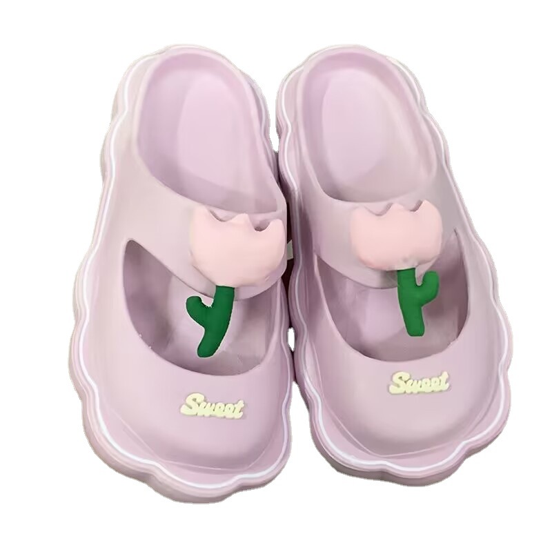 Women's Slip-on Sandals Summer New Cute Head Cover Thick Bottom Beach Slippers Ins Fashion Mary Jane Slippers