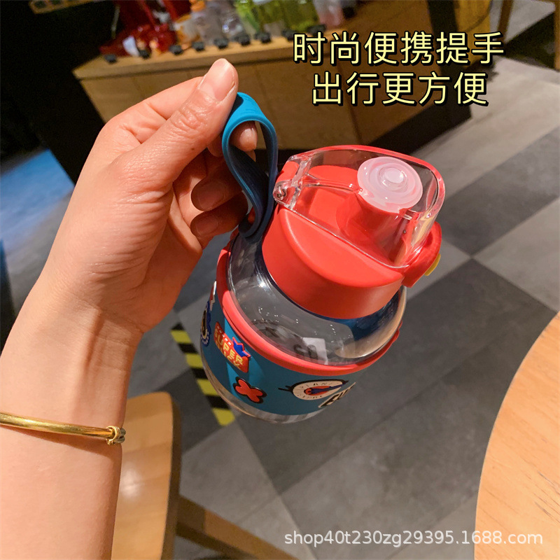 Children's Cute Cartoon Plastic Cup Ins Good-looking Large Capacity Drop-Proof and Portable Water Cup High Temperature Resistant Sports Bottle