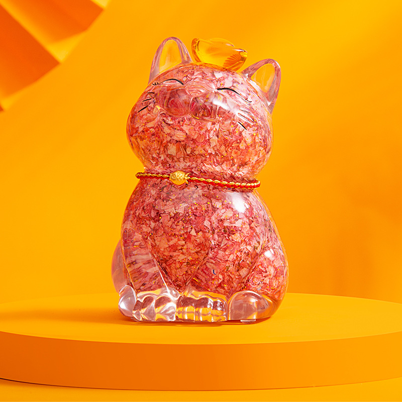 北京印钞招财猫碎钞摆件 钞艺文创礼品手办 含足金999金鱼手链