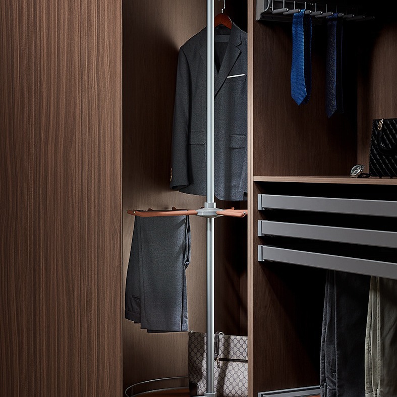 旋转衣架360度多功能衣帽间转角收纳三层挂衣杆挂衣裤架衣柜拉篮