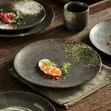 日式复古创意浅盘西餐盘点心寿司盘水果盘家用平盘骨碟烤肉店餐具