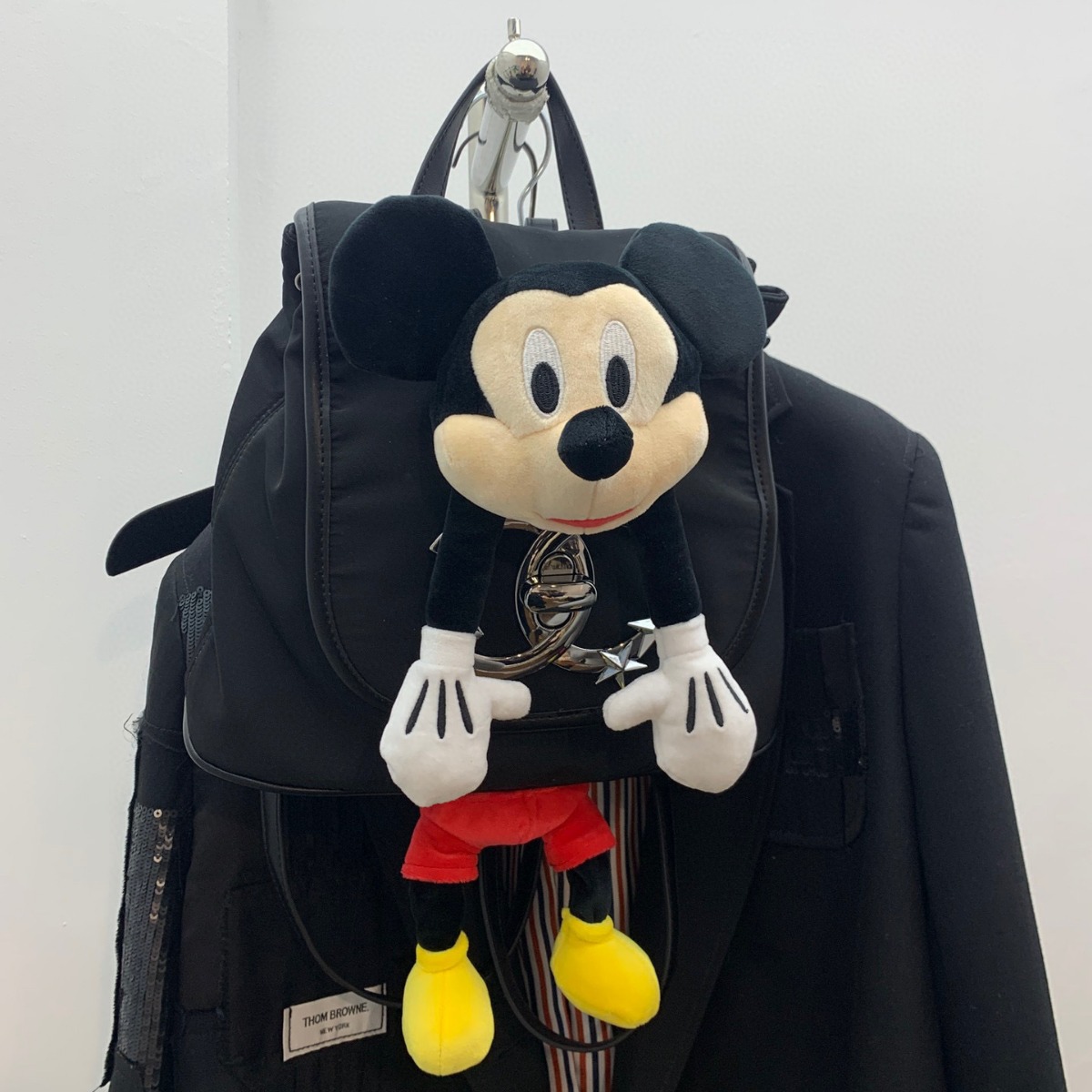 cocomonica牛津布双肩背包2024新款时尚菱格小香风软皮米奇女书包