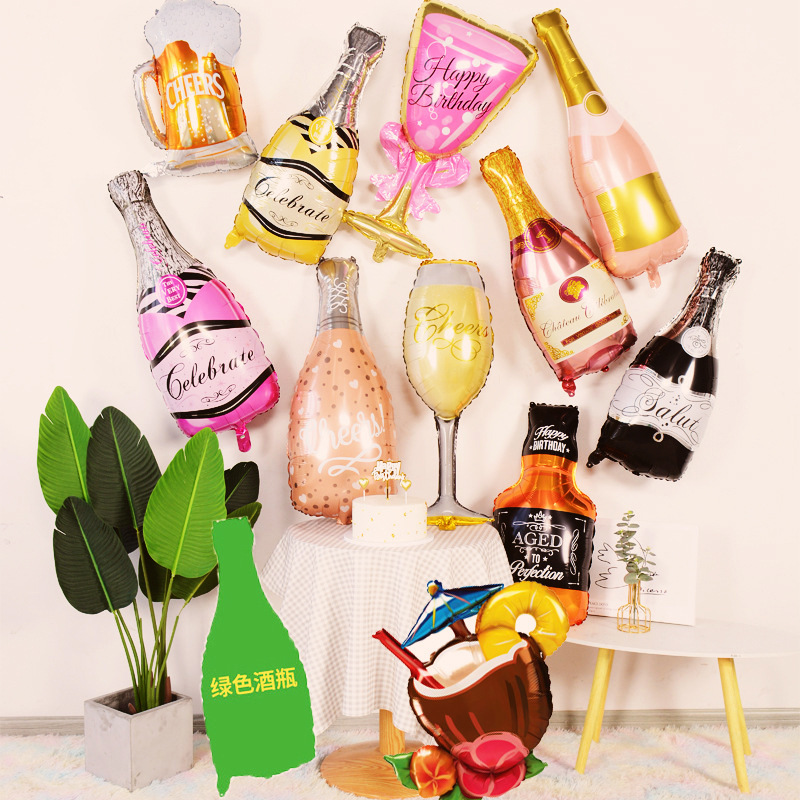 卡通威士忌啤酒瓶酒扎铝膜造型气球啤酒节酒会情人节派对布置气球