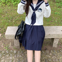 日系女水手服长袖中间服正统jk制服基础款套装学院风长裙学生校服