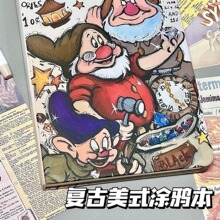 小红书爆款小矮人宝藏美式复古漫画风高颜值硬壳学生笔记本横线本