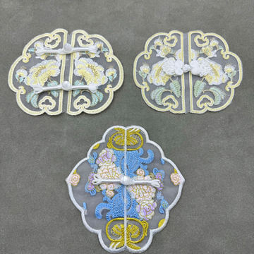 现货国潮民族风古风汉服刺绣贴衣服旗袍裤子装饰网纱底徽章圆补丁