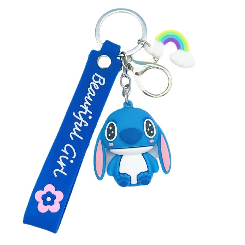 New Cartoon Couple Doll Stitch Keychain Pendant Wholesale Cute Three-Dimensional Soft Glue Key Chain Small Gift