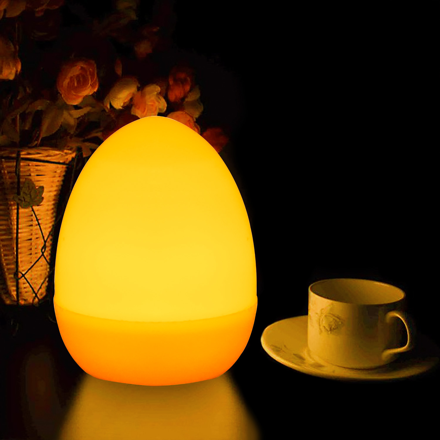 amazon跨境新品复活节装饰鸡蛋led彩蛋 家居派对电子仿真鸡蛋灯