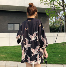 夏季韩版日式和风羽织宽松衣仙鹤和服男女情侣改良汉服外套潮