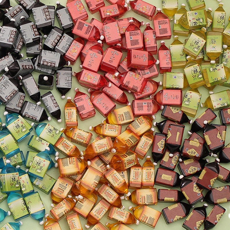 仿真立体绿茶酸梅汤瓶子diy手机壳钥匙扣儿童玩具桌面摆件批发