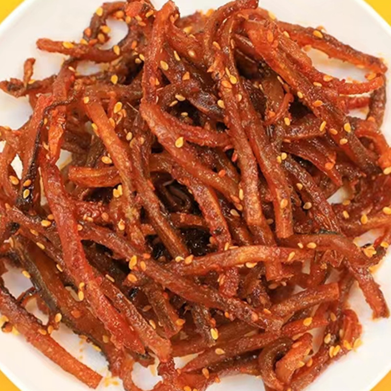 芝麻鳗鱼丝500g包邮甜辣鳗鱼干片海鲜即食零食鱼丝小鱼干北海特产