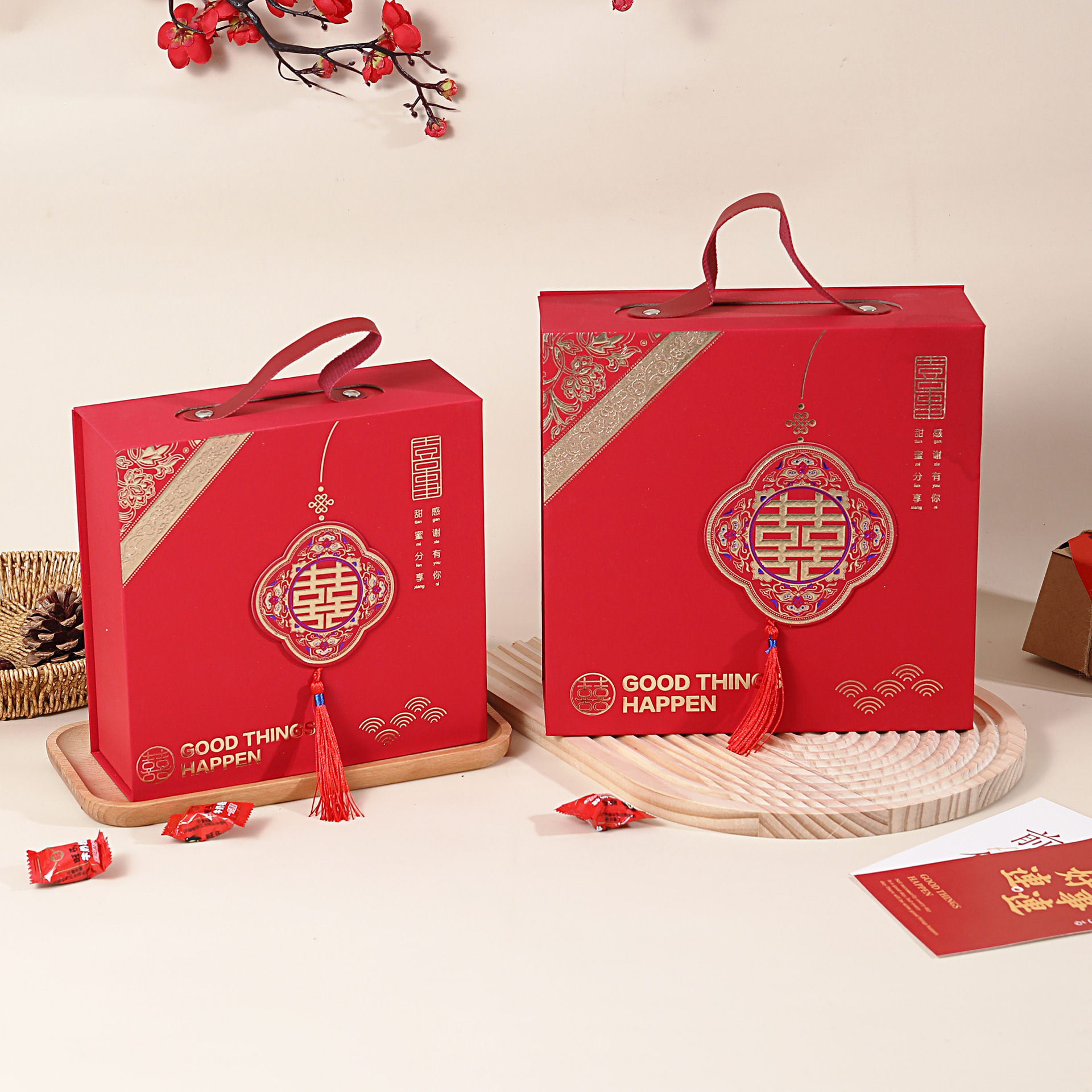 结婚喜糖礼盒中式婚礼糖果伴手礼婚庆中式喜糖订婚宴伴娘回礼盒子