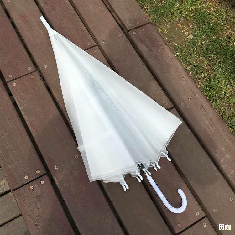 批发小白伞磨砂透明雨伞直柄伞小清新男女学生手绘印字自动伞