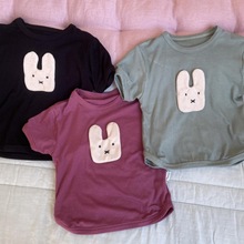档口品牌右子2024夏季婴幼男童女童可爱小兔子T恤舒适上衣YZ82012