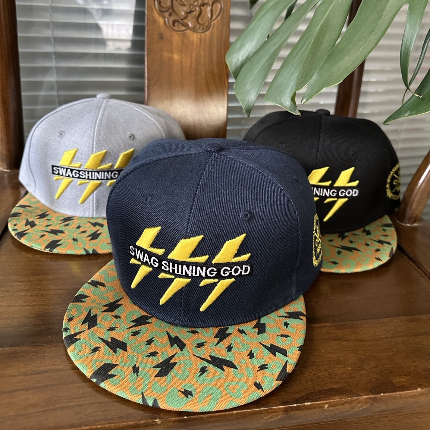 帽子男款春秋大头围深顶平沿帽街头闪电灰帽子嘻哈女帽绣花棒球帽