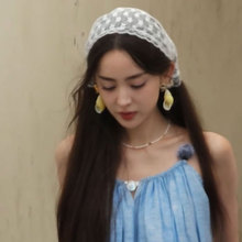 古力娜扎同款白色蕾丝头巾气质甜美拍照韩版文艺小花朵三角形发饰