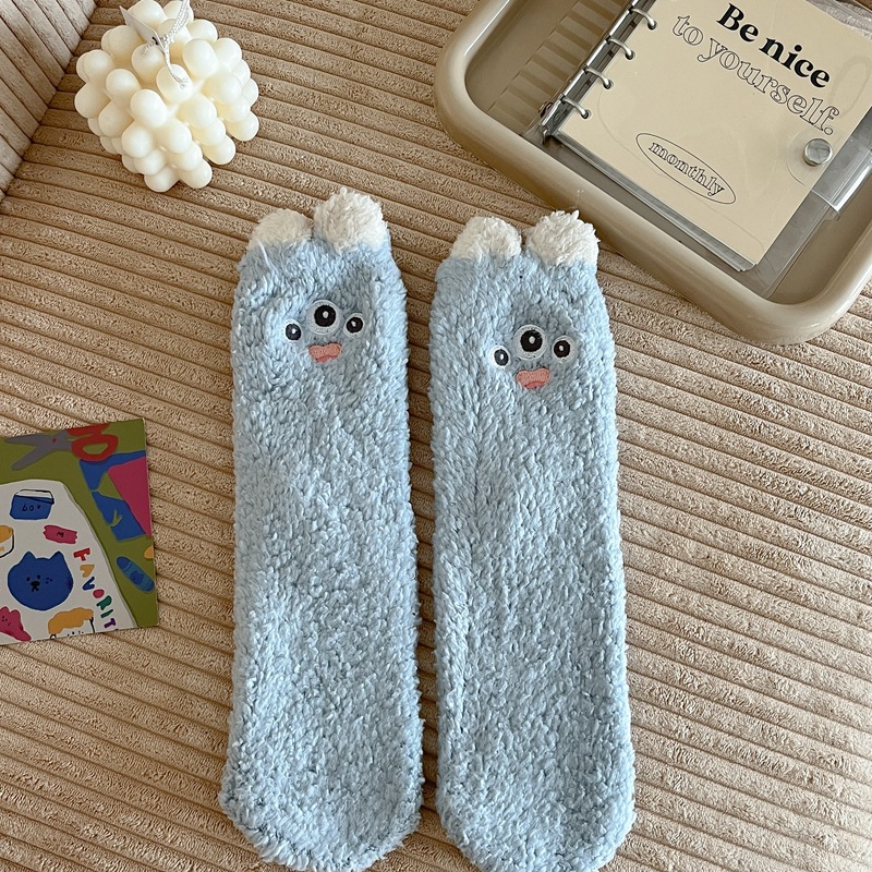 Autumn Coral Fleece Socks Women's Korean-Style Fashion Home Room Socks Warm Sleeping Socks Cute Lint-Free Socks