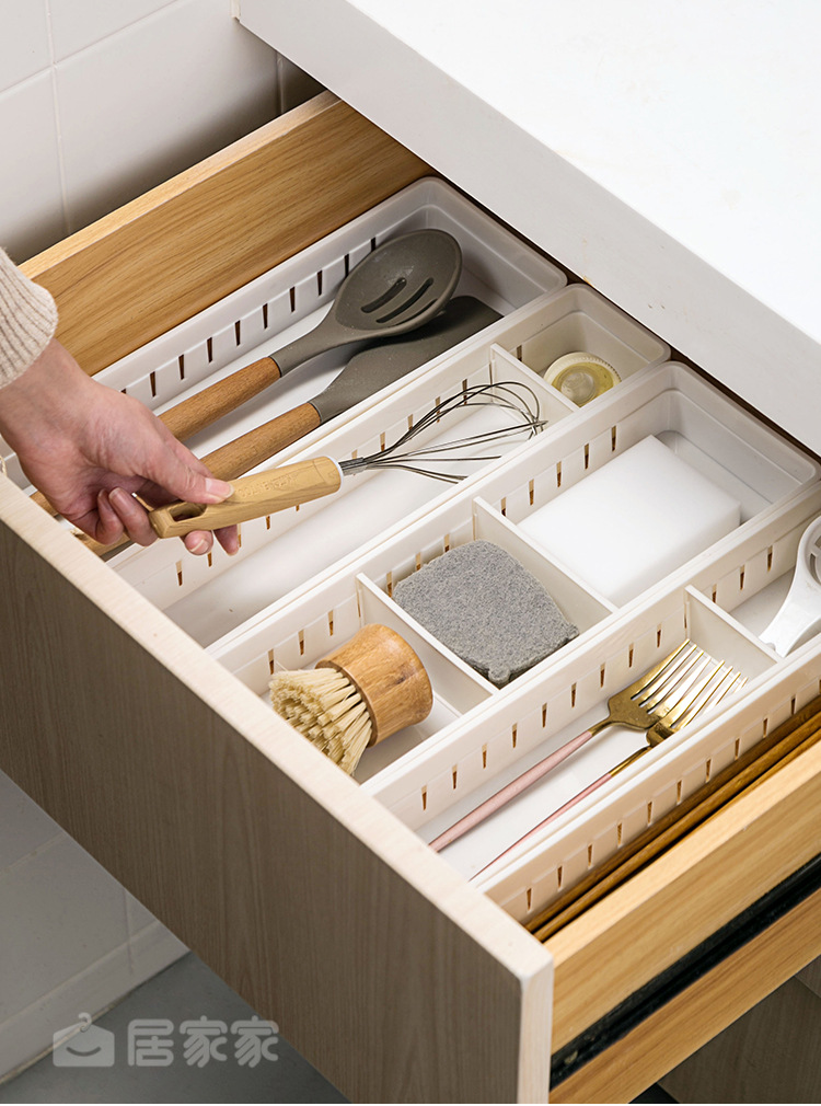 厨房抽屉收纳盒日式分隔餐具整理盒子自由组合家用桌面分格