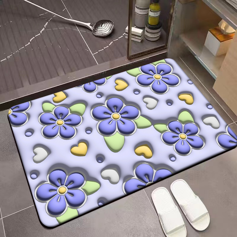 3D Three-Dimensional Expansion Soft Diatom Ooze Quick-Drying Floor Mat Bathroom Door Absorbent Non-Slip Mat Bathroom Kitchen Mat