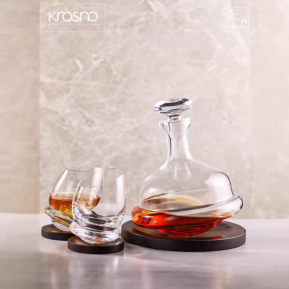 krosno波兰进口rolypoly不倒翁玻璃威士忌酒杯洋酒杯酒瓶酒具套装