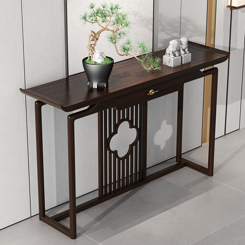 新中式实木乌金木玄关桌客厅入户靠墙门厅现代简约条案玄关装饰台