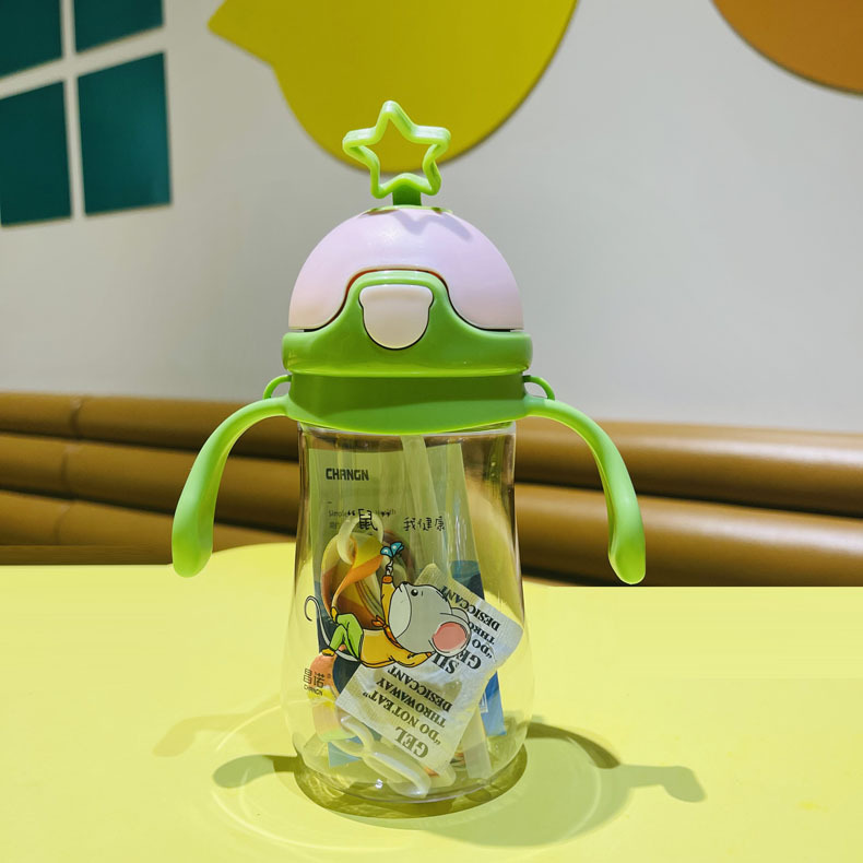 Tianyi New Star Children's Straw Cup Pc Plastic Water Cup Kindergarten Baby Drinking Water with Handle No-Spill Cup